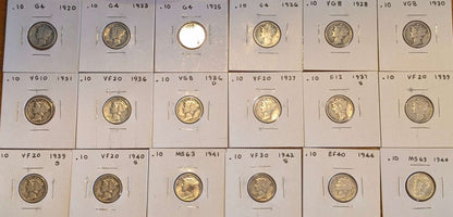 Mercury Dime 20-Coin Set (1920–1944)