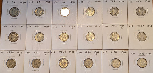 Mercury Dime 20-Coin Set (1920–1944)
