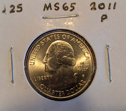 2011-P Vicksburg National Military Park quarter MS65 uncirculated coin with USS Cairo design