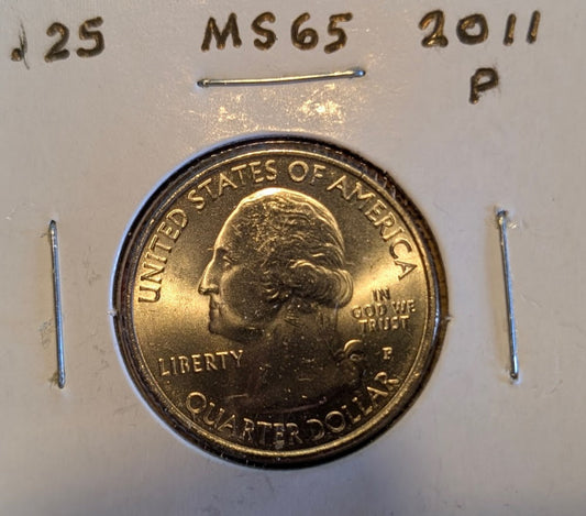 2011-P Vicksburg National Military Park quarter MS65 uncirculated coin with USS Cairo design