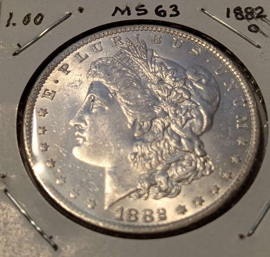 1882-O Morgan Silver Dollar MS63 with brilliant luster and sharp details from New Orleans Mint