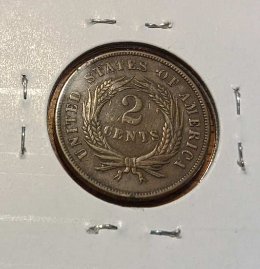 1865 Two Cent Piece – Civil War Era U.S. Coin – "In God We Trust" First Appearance – Fine Details