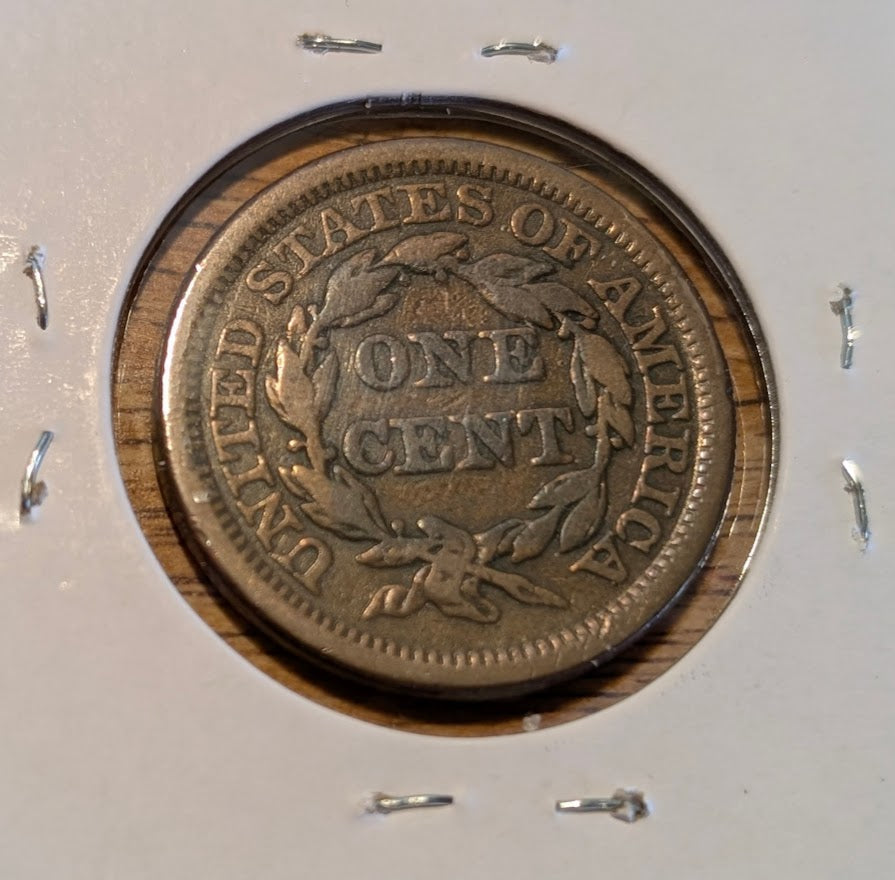 1845 Braided Hair Large Cent Penny - Fine - Original Better Early U.S. Copper Coin