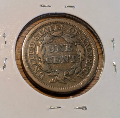 1845 Braided Hair Large Cent Penny - Fine - Original Better Early U.S. Copper Coin