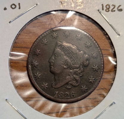1826 Coronet Head Large Cent – Reverse showing ONE CENT wreath design