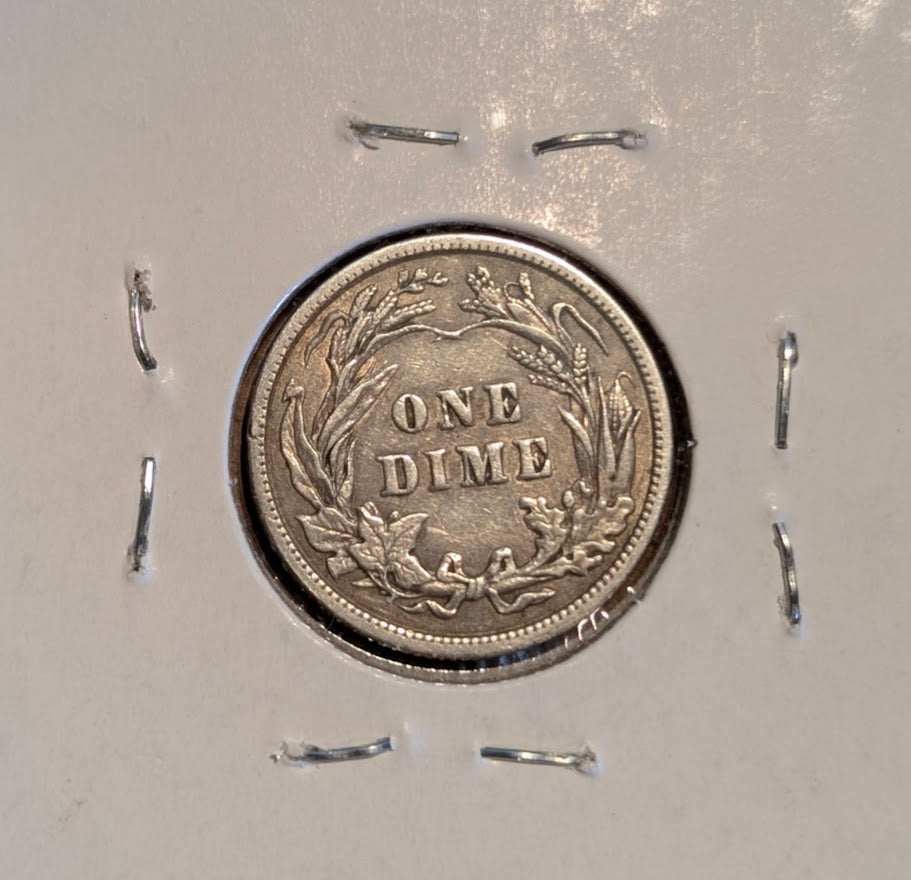 1913 Barber Dime – Reverse showing ONE DIME wreath design