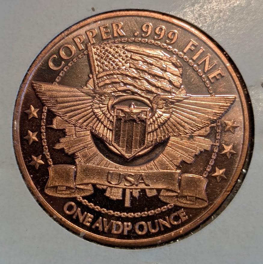 Back the Blue 1 oz .999 Fine Copper Round – Reverse with sheriff badge and Back the Blue motto