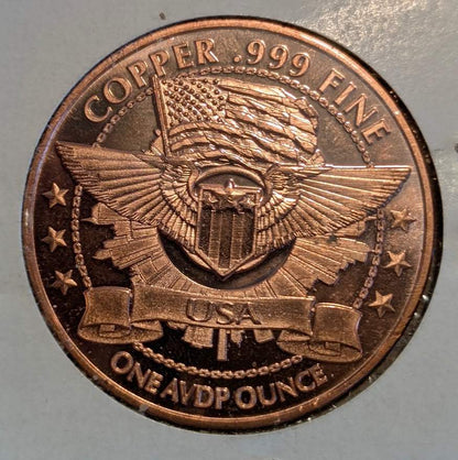 Back the Blue 1 oz .999 Fine Copper Round – Reverse with sheriff badge and Back the Blue motto