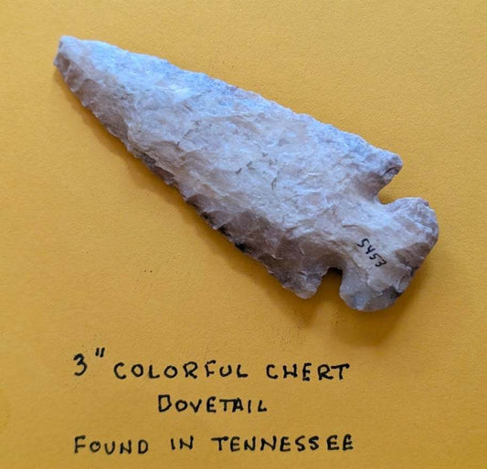 3" Tennessee Dovetail Arrowhead Projectile Point – Colorful Chert Native American Artifact