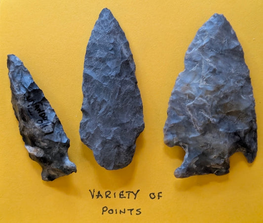 Lot of 3 Native American-Style Stone Projectile Points – Flint Chert Arrowhead Collection