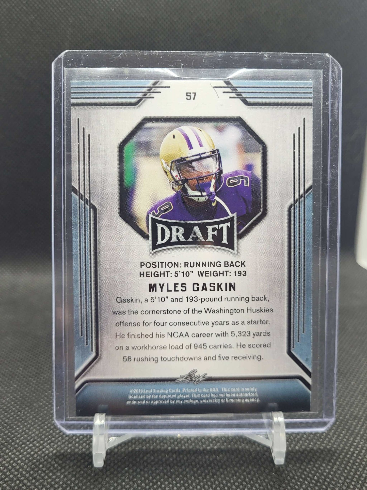 Myles Gaskin 2019 Leaf Draft card