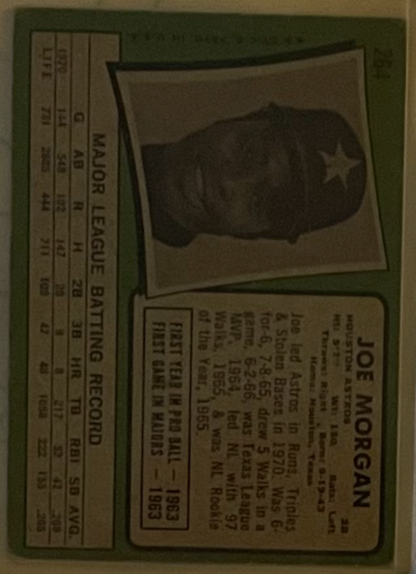 1971 Topps 264 Joe Morgan – HOF 2B – Houston Astros – Vintage MLB