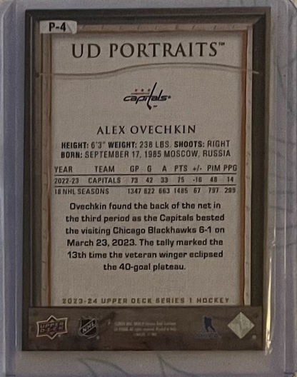 Alex Ovechkin “802 Goals” UD Portraits SP – Upper Deck Hockey – Iconic Framed Art Card