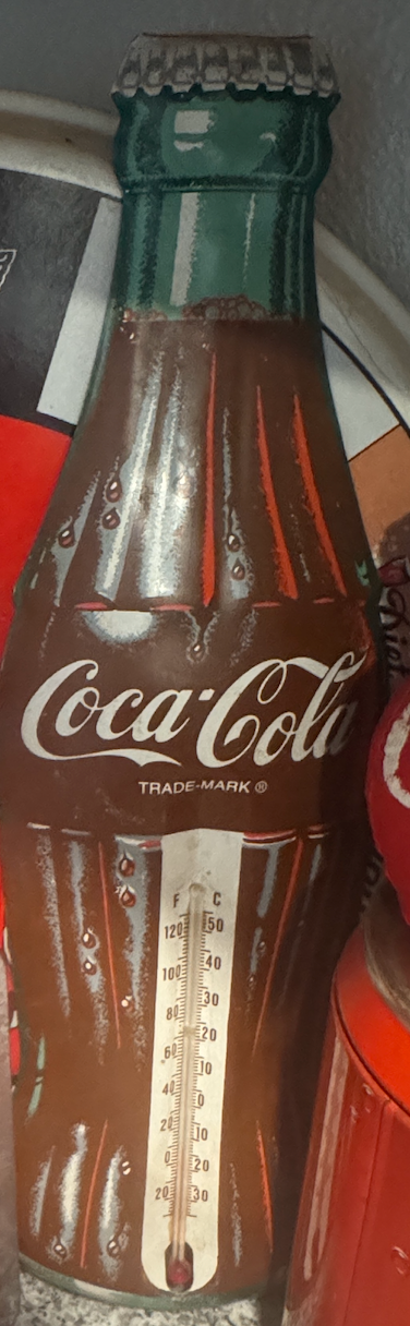 Vintage Coca-Cola Bottle Thermometer – “Trade-Mark” Embossed Design