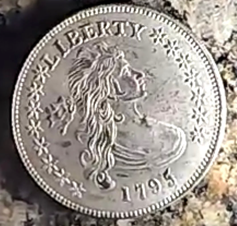 1795 LIBERTY silver token with classical Liberty bust and star wreath design