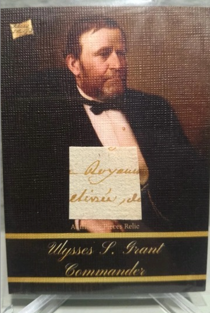 Ulysses S. Grant original handwritten manuscript fragment on historical trading card with period portrait