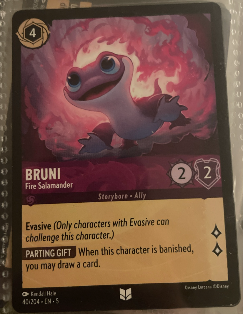 Disney Lorcana Bruni Fire Salamander rare card Azurite Sea set near mint condition