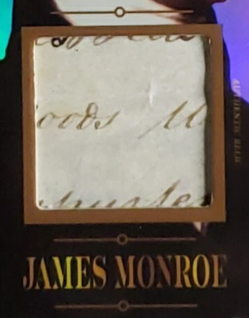 James Monroe Pieces of the Past authentic relic card with holographic finish