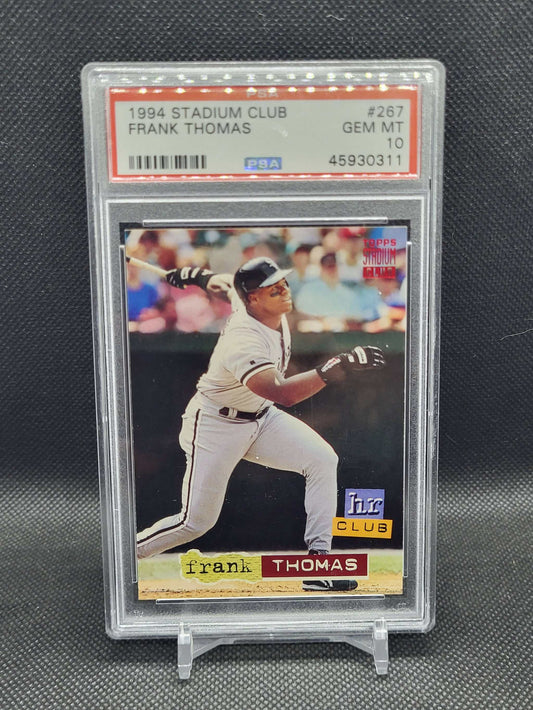 Frank Thomas 1994 Topps Stadium Club PSA Grade 10 baseball card showing Home Run Club design