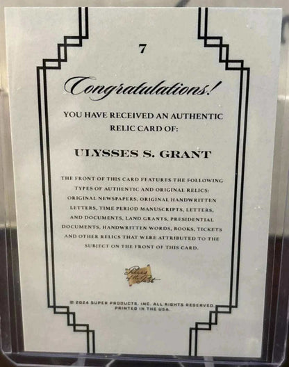 Auction Item: Ulysses S. Grant Relic Card – Authentic Handwriting Fragment – Presidential Signature Cut