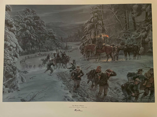 The Winds of Winter by Mort Kuntzler depicting Stonewall Jackson's winter campaign in 1862 near Romney, Virginia.