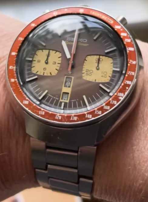 SEIKO Speedtimer 6138-0040 BULLHEAD vintage chronograph watch.