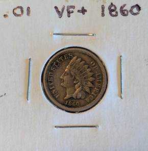 1860 Indian Head Cent copper-nickel small US coin with Lady Liberty and oak wreath design