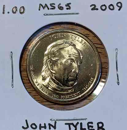 2009 D Mint John Tyler $1 US Mint Coin Dollar collectible.