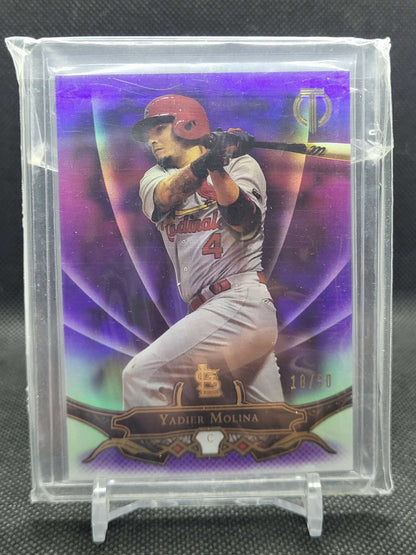 Yadier Molina 2016 Topps Tribute purple refractor baseball card serial 18 of 50