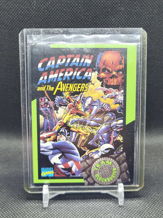 Team Blockbuster 1992 series 1 #44 Captain America and the Avengers trading card sold as shown