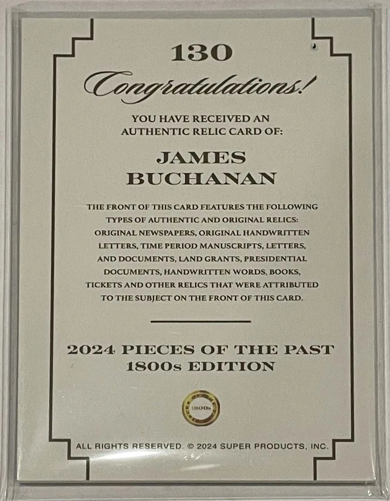 James Buchanan Handwritten – “Pieces of the Past” 1800s Edition – Authentic Presidential Ledger Fragment