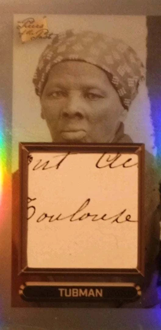 2022 Pieces of the Past “Freedom Triad” Triple Relic Card – Harriet Tubman, Frederick Douglass, Abraham Lincoln – American Icons