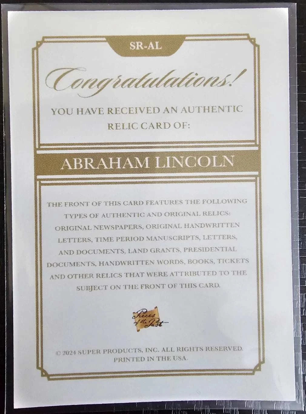 Abraham Lincoln Authentic Relic Card – Pieces of the Past Handwriting Fragment