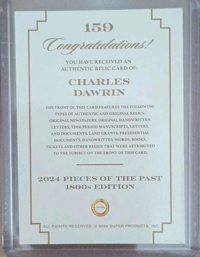 Charles Darwin 1800s Edition Relic Card