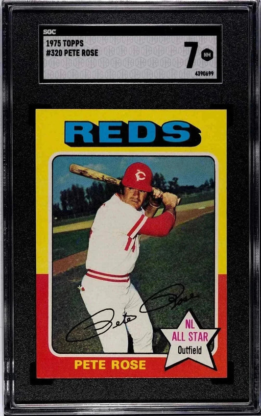 1975 Topps Pete Rose #320 All Star Outfield card, Cincinnati Reds, SGC 7 grade.