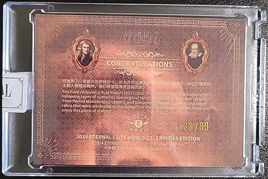 2024 Eternal Cuts Dual History Relics — Galileo Galilei & Isaac Newton Handwritten Manuscripts