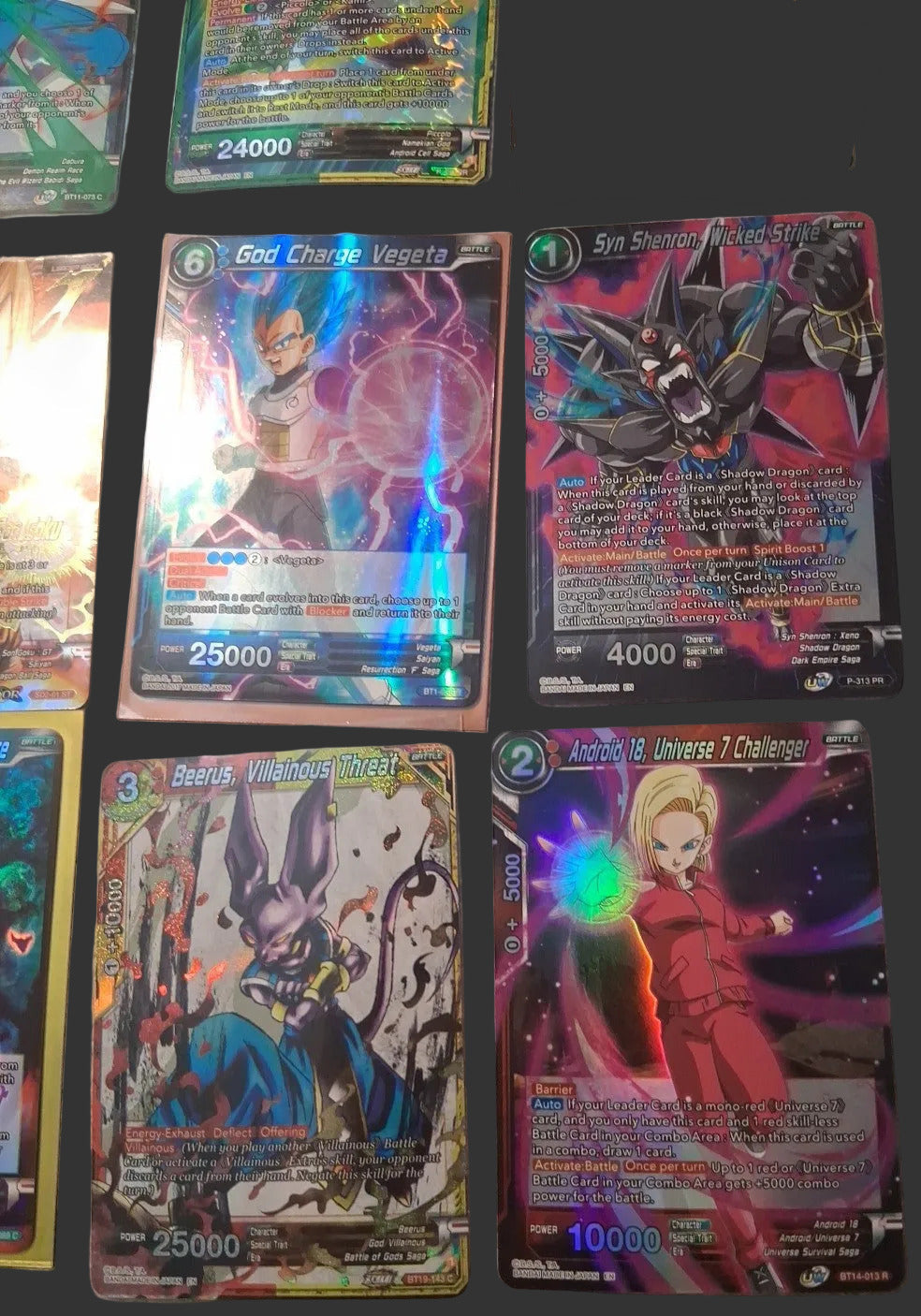 Dragon Ball Super SR / Promo Lot (BT10–BT11 Era) – Beerus, Vegeta, Piccolo, Whis + More