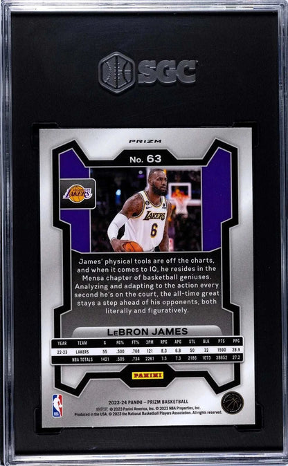 2023-24 Panini Prizm #63 Lebron James Green Prism