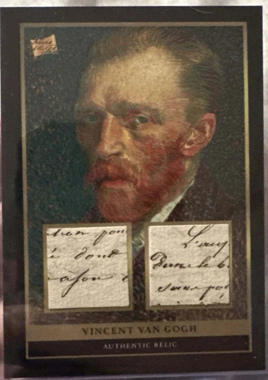 Vincent van Gogh relic handwriting card set featuring authentic French-language fragments.