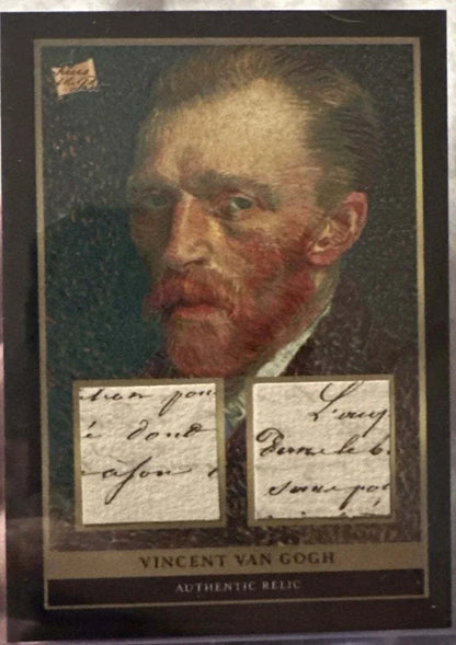 Vincent van Gogh relic handwriting card set featuring authentic French-language fragments.
