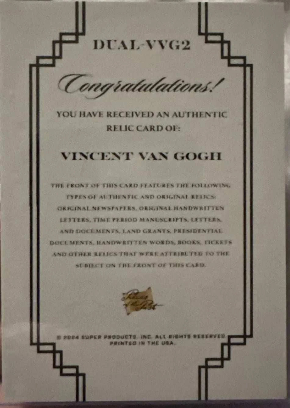 Vincent van Gogh – Relic Handwriting Card Set (French Letters, Emotional Closings)