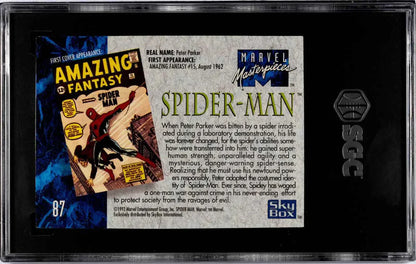 1992 Marvel Masterpieces Spider-Man trading card SGC 9.5 graded.
