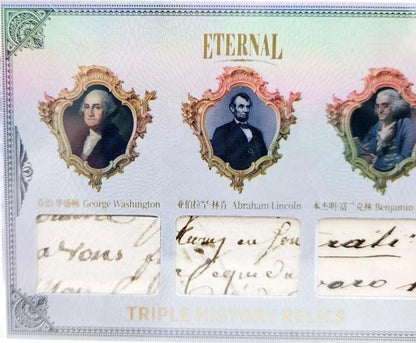 ETERNAL Triple History Relics – Washington, Lincoln, Franklin Handwriting