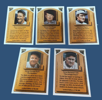 1992 Whitehall Prototypes Holograms Set of (5) Ruth, Cobb, Gehrig, Wagner, Young