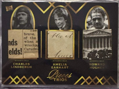 Lindbergh Earhart Hughes Relic Lot (8 Cards) | Pieces Trios | Rare Handwriting & Signature(s) | Laid Paper