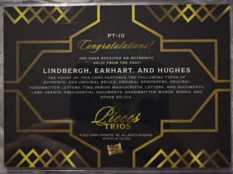 Lindbergh Earhart Hughes Relic Lot (8 Cards) | Pieces Trios | Rare Handwriting & Signature(s) | Laid Paper