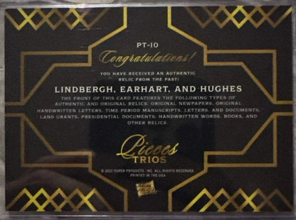 Lindbergh Earhart Hughes Relic Lot (8 Cards) | Pieces Trios | Rare Handwriting & Signature(s) | Laid Paper