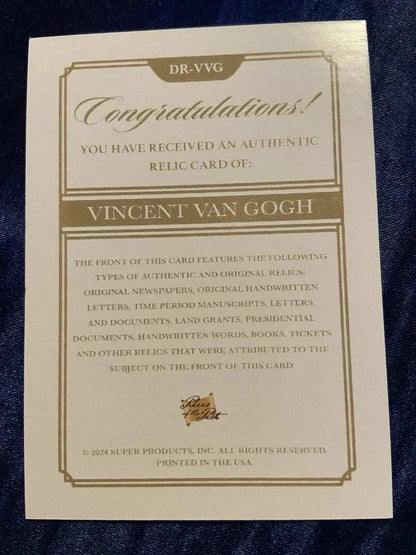 Vincent van Gogh – Relic Handwriting Card Set (French Letters, Emotional Closings)