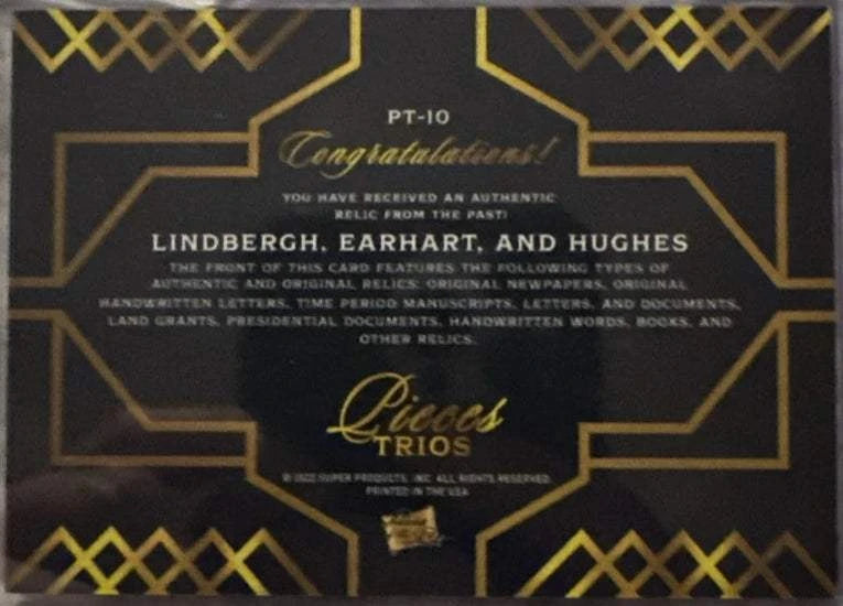Lindbergh Earhart Hughes Relic Lot (8 Cards) | Pieces Trios | Rare Handwriting & Signature(s) | Laid Paper